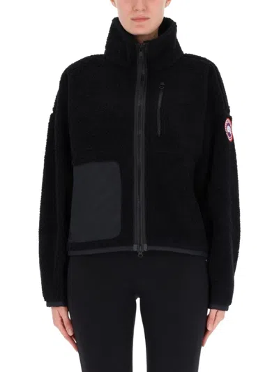 CANADA GOOSE BOXY BLACK SWEATSHIRT WITH HIGH COLLAR