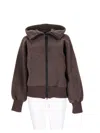 Canada Goose Brown Zip-front High Collar Wool-blend Sweatshirt In Brown