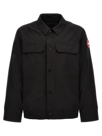 Canada Goose Burnaby Collared Buttoned Jacket In Black