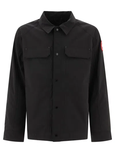 Canada Goose Burnaby Collared Buttoned Jacket In Black