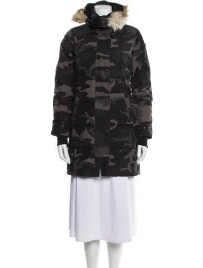 Pre-owned Canada Goose Camouflage Print Down Coat In Black