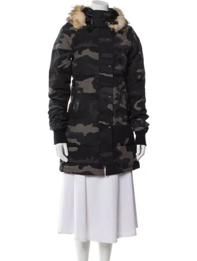 Pre-owned Canada Goose Camouflage Print Down Coat In Black