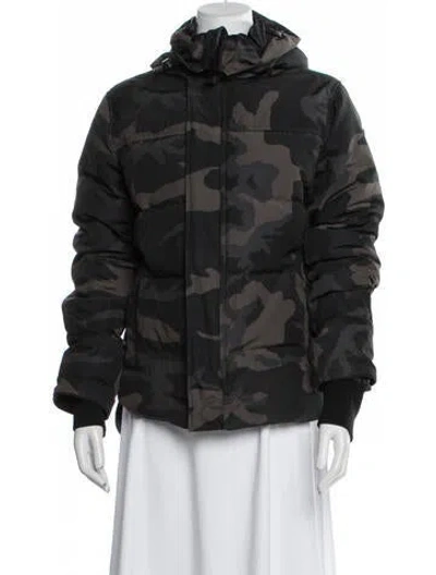Pre-owned Canada Goose Camouflage Print Down Coat In Black