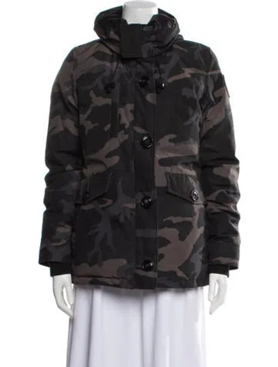 Pre-owned Canada Goose Camouflage Print Down Coat In Black