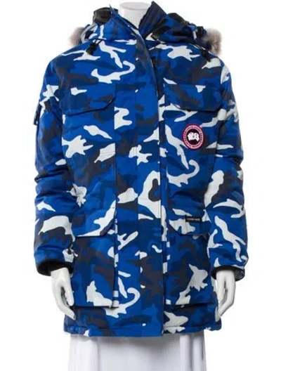 Pre-owned Canada Goose Camouflage Print Down Coat In Blue