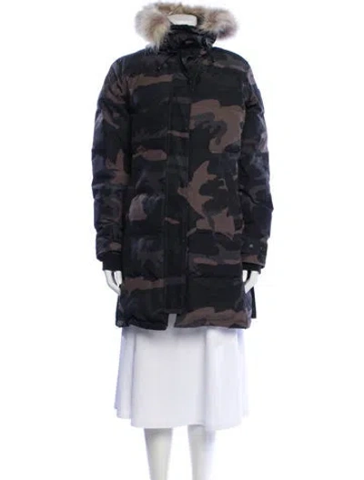 Pre-owned Canada Goose Camouflage Print Down Coat In Gray