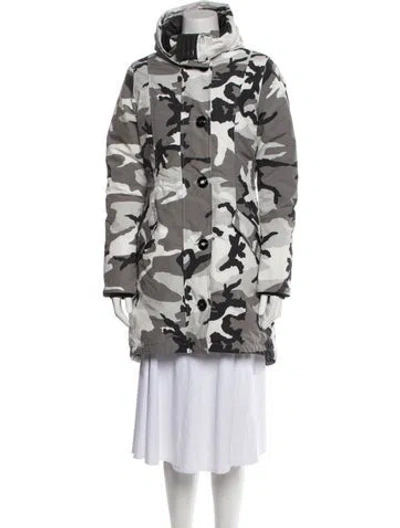 Pre-owned Canada Goose Camouflage Print Down Coat In Gray