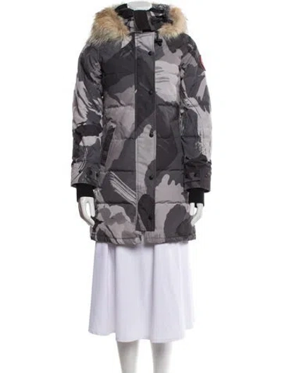 Pre-owned Canada Goose Camouflage Print Down Coat In Gray