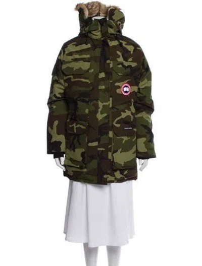 Pre-owned Canada Goose Camouflage Print Down Coat In Green