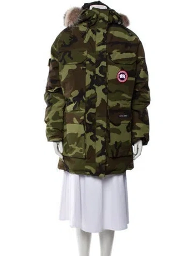Pre-owned Canada Goose Camouflage Print Down Coat In Green
