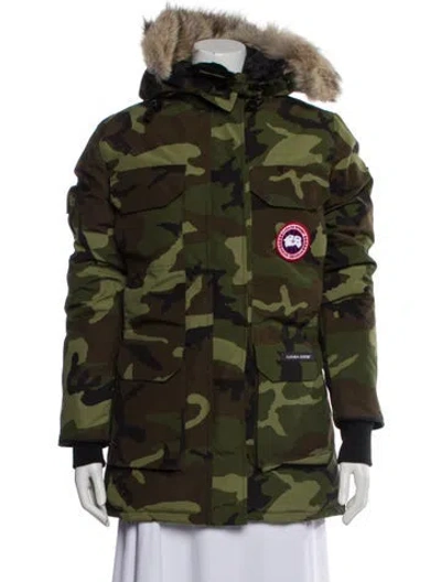 Pre-owned Canada Goose Camouflage Print Down Coat In Green