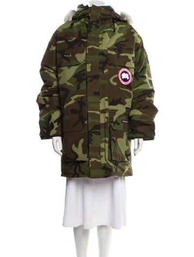 Pre-owned Canada Goose Camouflage Print Down Coat In Green