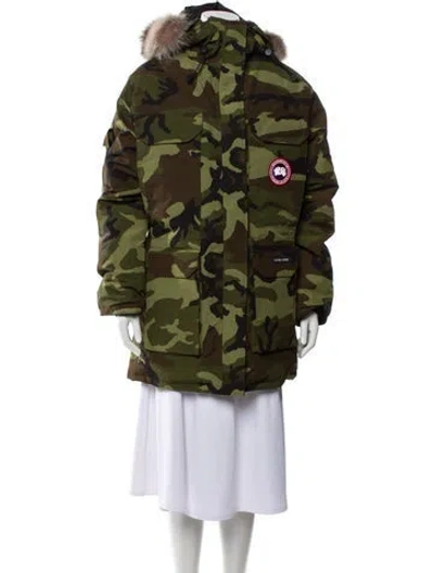 Pre-owned Canada Goose Camouflage Print Down Coat In Green