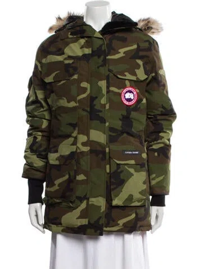 Pre-owned Canada Goose Camouflage Print Down Coat In Green