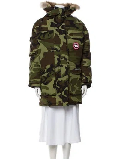 Pre-owned Canada Goose Camouflage Print Down Coat In Green