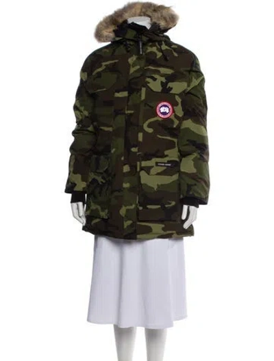 Pre-owned Canada Goose Camouflage Print Down Coat In Green