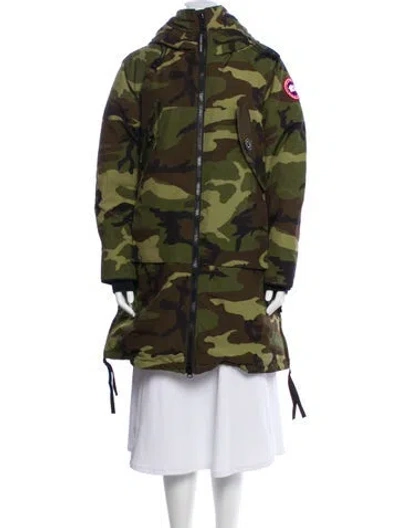Pre-owned Canada Goose Camouflage Print Down Coat In Green