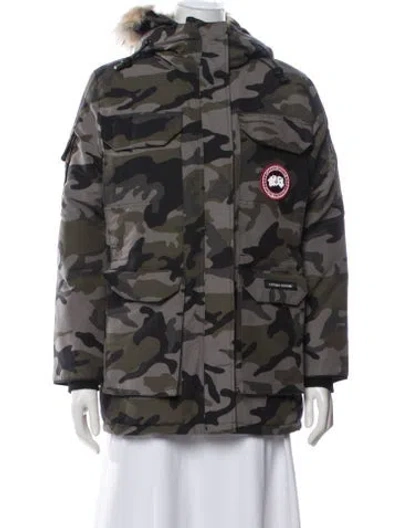 Pre-owned Canada Goose Camouflage Print Down Jacket In Gray
