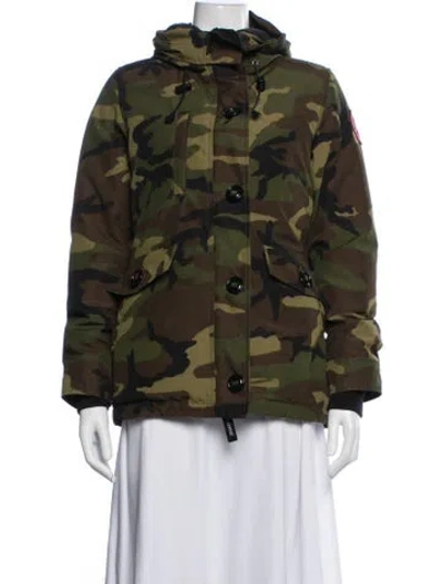 Pre-owned Canada Goose Camouflage Print Down Jacket In Green