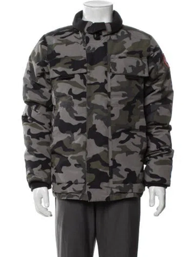Pre-owned Canada Goose Camouflage Print Puffer Coat In Green