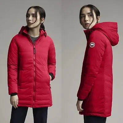 Pre-owned Canada Goose Camp Hoody Jacket Down-filled Quilted Red Women's Small