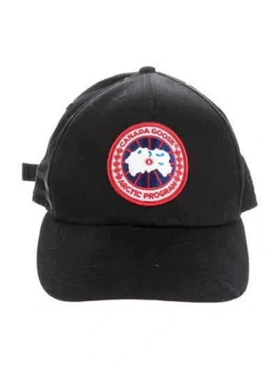 Pre-owned Canada Goose Canvas Embroidered Baseball Hat In Black