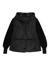 Canada Goose Short Down Jacket With Hood And Knit Sleeves In Black