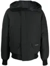 Canada Goose Hooded Bomber Jacket Featuring Front Pockets In Black