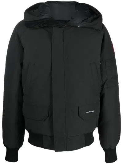 Canada Goose Hooded Bomber Jacket Featuring Front Pockets In Black