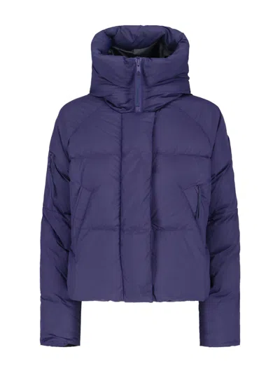 Canada Goose Cropped Puffer Jacket With Adjustable Hood In Blue
