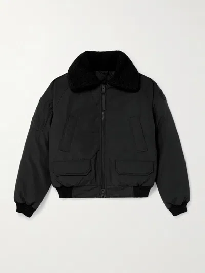 Canada Goose Chilliwack Recycled Wool-blend Fleece And Shell Down Bomber Jacket In Black