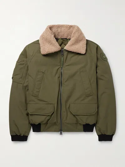 Canada Goose Chilliwack Recycled Wool-blend Fleece And Shell Down Bomber Jacket In Green