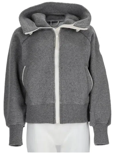 Canada Goose Chillwack Cropped Hooded Wool-blend Jacket In Gray