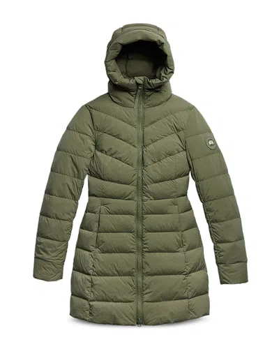 Canada Goose Clair Down Mid Length Coat In Vireo Green-vert Vireo