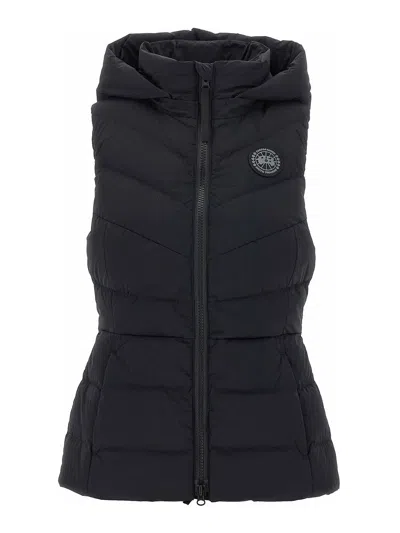 Canada Goose Quilted Hooded Sleeveless Gilet In Black