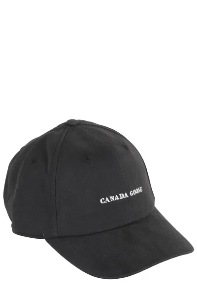 CANADA GOOSE CLASSIC BLACK BASEBALL CAP WITH EMBROIDERED LOGO