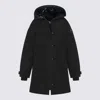 Canada Goose Long Hooded Down Jacket With Adjustable Cuffs In Black