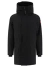 Canada Goose Long Black Coat With High Collar In Black