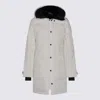 Canada Goose Hooded Long Quilted Jacket With Adjustable Cuffs In White