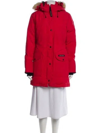 Pre-owned Canada Goose Colorblock Pattern Down Coat In Red