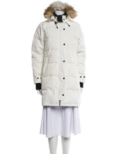 Pre-owned Canada Goose Colorblock Pattern Down Coat In White