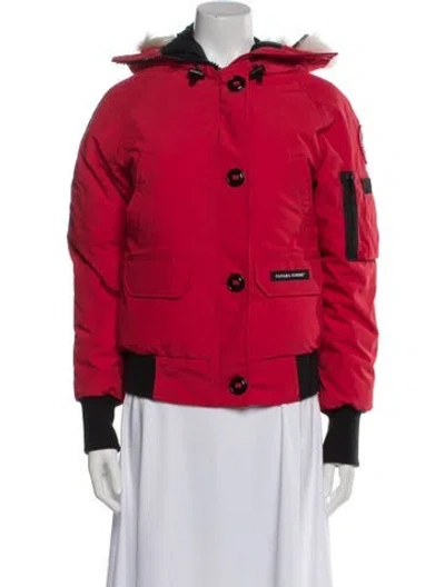 Pre-owned Canada Goose Colorblock Pattern Down Jacket In Red