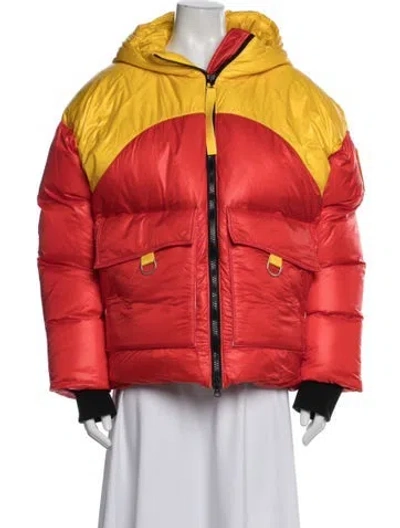Pre-owned Canada Goose Colorblock Pattern Down Jacket In Red