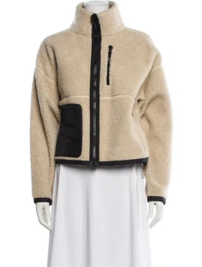 Pre-owned Canada Goose Colorblock Pattern Faux Fur Jacket In Neutral