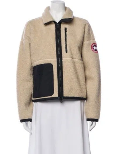 Pre-owned Canada Goose Colorblock Pattern Faux Fur Jacket In Neutral
