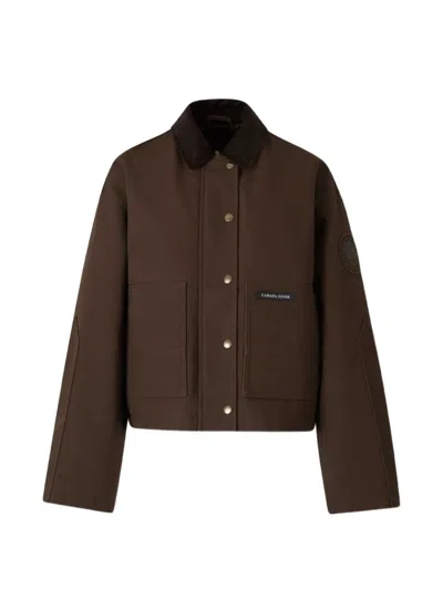 Canada Goose Corduroy-collar Logo-patch Jacket In Brown
