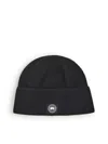 Canada Goose Ribbed Logo-patch Beanie In Black