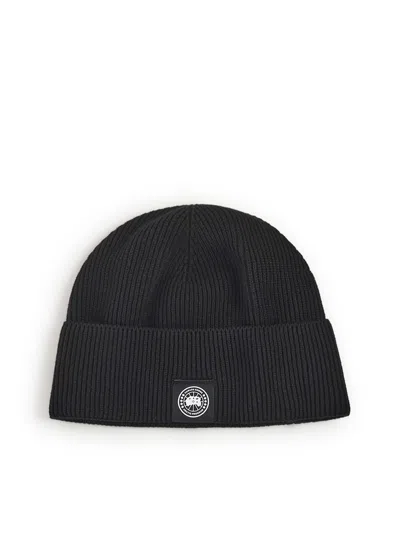 Canada Goose Cotton Beanie Hat In Black