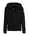 Canada Goose High Collar Black Full-zip Hoodie With Kangaroo Pocket In Black