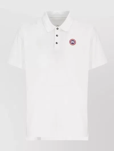 Canada Goose Cotton Polo Shirt Short Sleeves Three Buttons In White
